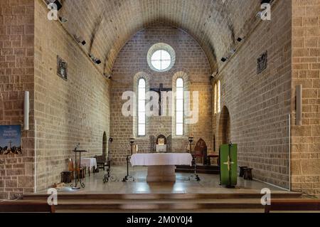 Antibes, France - 4 août 2022 : nef et presbytère principal de notre Dame de l'Immaculée conception Cathédrale église dans la vieille ville historique d'Antibes Banque D'Images