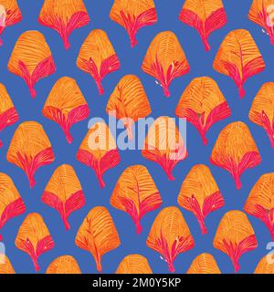 Motif fleuri sans couture avec fleurs orange sur fond violet Illustration de Vecteur