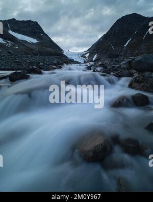 Glacier de Steindalsbreen à Steindalen, Alpes de Lyngen, Norvège Banque D'Images