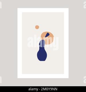 Un dessin d'affiche dans le style Henry Matisse. Branche abstraite de couleur bleue et jaune. Illustration de Vecteur