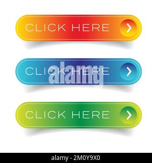 Cliquez ici appel à l'action ensemble de boutons Illustration de Vecteur