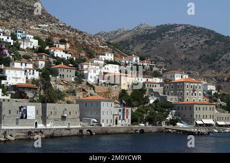 Hydra, Idra, Ύδρα, Grecja, Grèce, Griechenland; Griechenland; ville grecque pittoresque dans les collines; Griechische malerische Stadt in den Hügeln; Banque D'Images