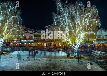 Illuminations de Noël à Leavenworth, Washington Banque D'Images