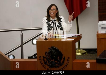 Mexico, Mexique. 08th décembre 2022. 8 décembre 2022, Mexico, Mexique: Le secrétaire mexicain à l'énergie, Rocio Nahle Garcia, comparaît devant le Sénat de la République à Mexico. Sur 8 décembre 2022 à Mexico, Mexique. (Photo de Luis Barron/Eyepix Group/Sipa USA). Credit: SIPA USA/Alay Live News Banque D'Images