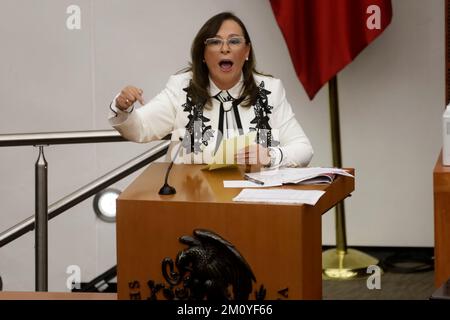 Mexico, Mexique. 08th décembre 2022. 8 décembre 2022, Mexico, Mexique: Le secrétaire mexicain à l'énergie, Rocio Nahle Garcia, comparaît devant le Sénat de la République à Mexico. Sur 8 décembre 2022 à Mexico, Mexique. (Photo de Luis Barron/Eyepix Group/Sipa USA). Credit: SIPA USA/Alay Live News Banque D'Images