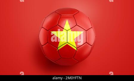 Ballon de football drapeau du Vietnam sur fond de drapeau du Vietnam. 3D illustration Banque D'Images