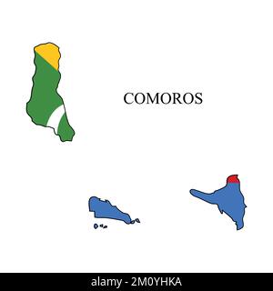 Illustration vectorielle de la carte des Comores. Économie mondiale. Pays célèbre. Afrique de l'est. Afrique. Illustration de Vecteur