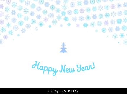 Carte de Noël avec cadre de flocons de neige bleus et violets avec message de vœux Joyeux Noël. Illustration de Vecteur