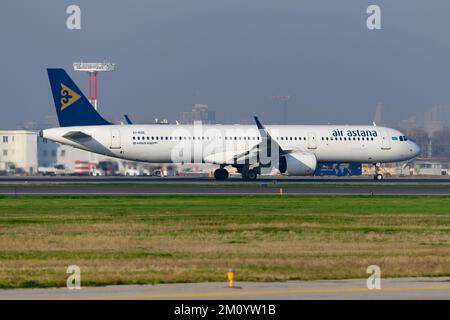 Avion Airbus A321 d'Astana. Avion A321neo d'Air Astana, une compagnie aérienne du Kazakhstan. Avion d'AirAstana. Banque D'Images