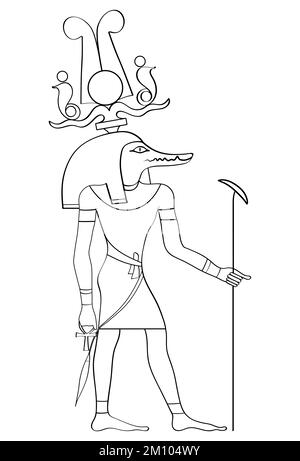 Sobek - crocodile Dieu de force et de pouvoir dans l'Egypte ancienne, certains mythes impliquent Sobek comme créateur du monde Banque D'Images