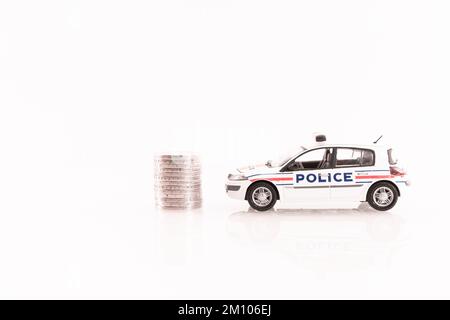 Véhicule de police miniature français modèle Renault Megane 2. Banque D'Images