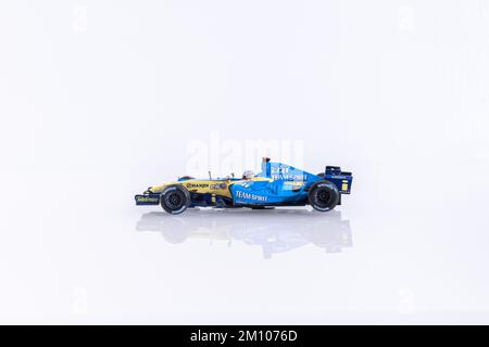 Voiture miniature Renault f 1 équipe R26 2005 de Fernando Alonso. Banque D'Images