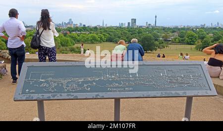 Sur Primrose Hill , panorama , pano, of, Londres, Angleterre, Royaume-Uni, de ,ITS, 2nd, point le plus élevé, NW3 Banque D'Images