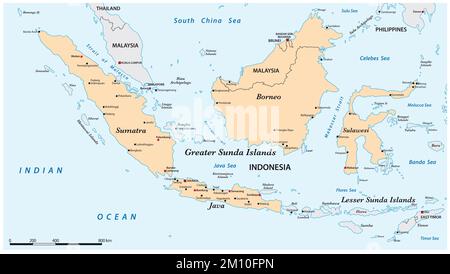 Carte des îles de la Grande Sunda dans l'archipel malais Banque D'Images