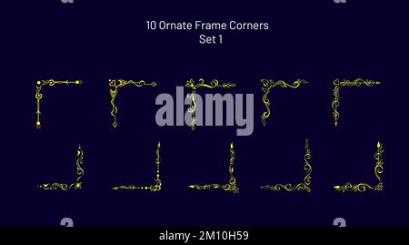 Coins décoratifs, vignettes. Ensemble de lignes calligraphiques élégantes, bordures vintage Illustration de Vecteur