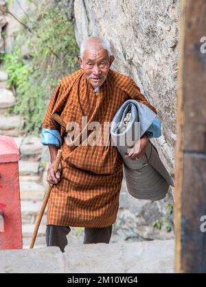 Randonnée en pèlerin à Tiger's Nest Bhoutan Banque D'Images