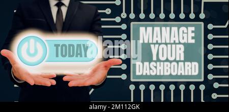 Affiche gérer votre tableau de bord. Concept signifiant le contrôle de l'interface pour surveiller les ventes en ligne Banque D'Images