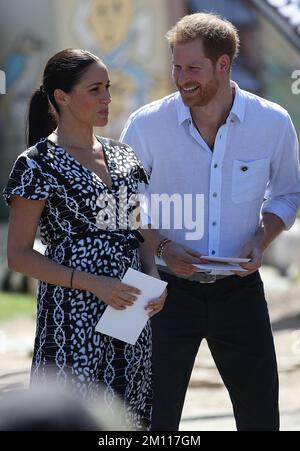 Le prince Harry et Meghan Markle, duc et duchesse de Sussex, réunis lors de leur visite du 2019 septembre au Cap, en Afrique du Sud. Banque D'Images