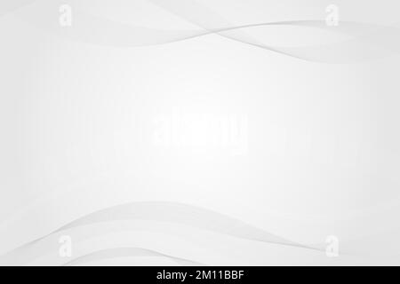 Arrière-plan blanc abstrait. Lignes flexibles et sinueuses. Lumière blanche au centre. Dégradé. Mouvement de la bande. Couleur blanc neige. Espace libre. Trame. Banque D'Images
