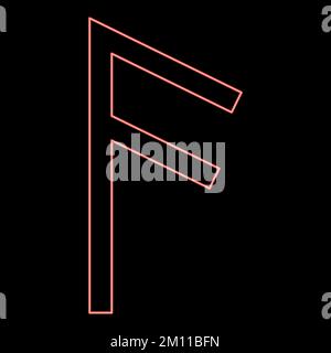 Néon ancuz rune ASiR frêne bouche rouge couleur vecteur illustration image plat style lumière Illustration de Vecteur