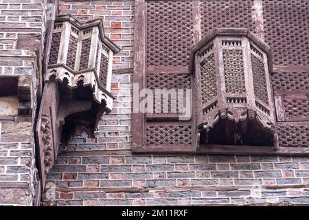 Détail, mashribiyya, façade extérieure, maison, époque ottomane, Rosetta, Égypte Banque D'Images