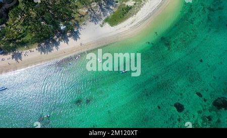 Drone métrage/aérien au-dessus de la côte sud de l'île maurice, Afrique Banque D'Images