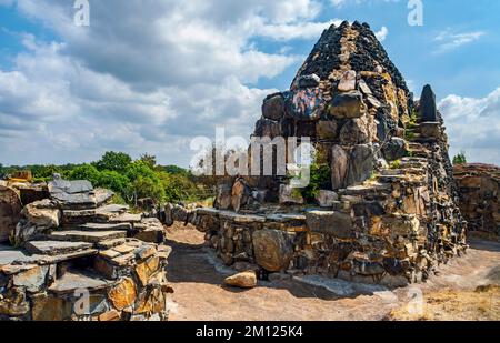 Parc Wörlitz, le 'Wörlitz Vesuvius' sur l'île de Stein. Banque D'Images