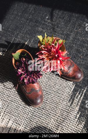 Deux fleurs en chaussures ouvertes pour hommes Banque D'Images