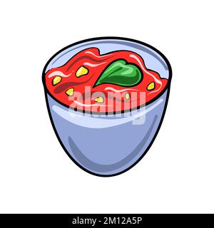 Plat traditionnel mexicain Vector Salsa dessiné dans un style de dessin animé plat. Illustration de Vecteur