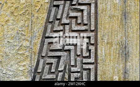 Texture abstraite sur paroi jaune Banque D'Images