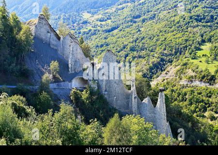 Pyramides de la Terre d'Euseigne, Val d'Herens, d'Heremence, Caton Valais, Suisse, Europe Banque D'Images