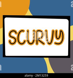 Présentoir conceptuel Scurvy. Internet concept maladie causée par un manque de vitamine C vile personne Banque D'Images