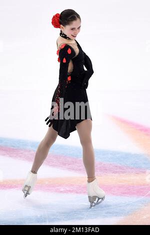 Turin, Italie. 09 décembre 2022. Isabeau Levito, des États-Unis, participe au programme Women's Short au cours de la deuxième journée de la finale du Grand Prix de patinage artistique de l'UIP. Credit: Nicolò Campo/Alay Live News Banque D'Images