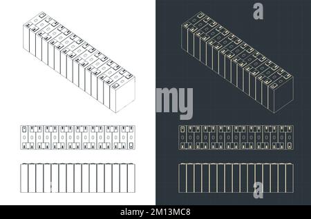 Illustration vectorielle stylisée de modèles de module de batterie Illustration de Vecteur
