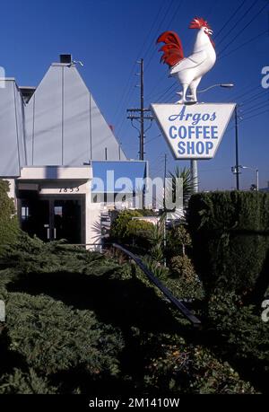 Panneau de poulet en trois dimensions Argos Coffee Shop sur le boulevard Santa Monica. Près de Fairfax Ave. À Los Angeles, CA Banque D'Images