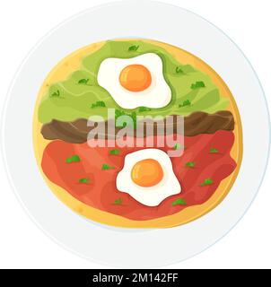 Oeufs mexicains divorcés huevos divorciados. Illustration alimentaire latino-américaine isolée sur blanc Illustration de Vecteur