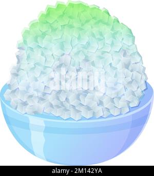 Kikigori de glace rasée au citron vert japonais dans un bol. Illustration de la cuisine asiatique dans un style de dessin animé Illustration de Vecteur