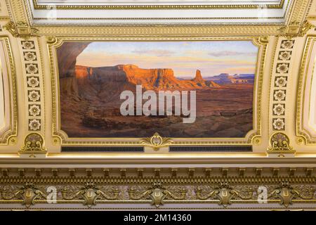 Peinture ancestrale à la maison dans la salle du Sénat dans le bâtiment du Capitole de l'État de l'Utah, au 350 State Street à Salt Lake City, Utah, sur 20 octobre 2022. Keit Banque D'Images