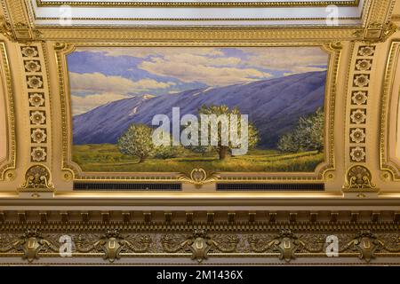 Peinture ancestrale à la maison dans la salle du Sénat dans le bâtiment du Capitole de l'État de l'Utah, au 350 State Street à Salt Lake City, Utah, sur 20 octobre 2022. Keit Banque D'Images