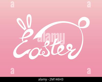 Texte de Pâques esquissé à la main sous forme de logotype, de badge et d'icône. Carte postale, carte, invitation, affiche, modèle de bannière. lettrage typogra Illustration de Vecteur