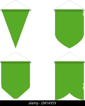 Modèle Vert vierge Pennant réaliste sur fond blanc. Illustration de la maquette du symbole Sport Flags pour le design créatif Illustration de Vecteur