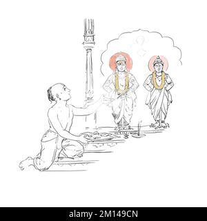 “Mauli” est le nom de Lord Vitthal de Pandharpur Maharashtra India, Vitthal Indian God Illustration avec Vita Mauli, illustration de hindou lord Tilak Banque D'Images