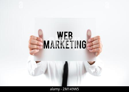 Écriture de texte Web Marketing. Idée d'affaires Commerce électronique Publicité par Internet vendeur en ligne Banque D'Images
