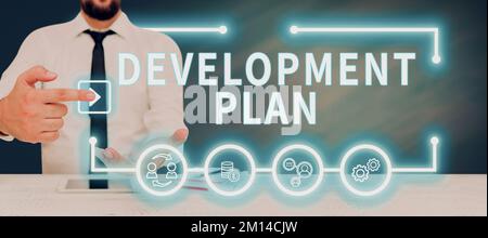 Inspiration montrant le plan de développement de l'enseigne. Idée d'affaires la planification de l'aménagement d'une zone de terre Banque D'Images
