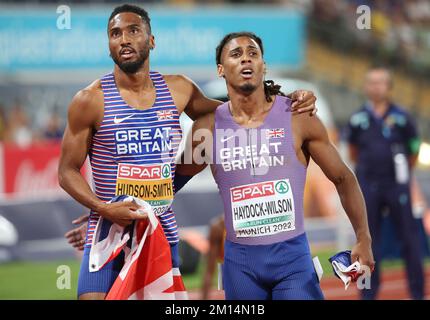 HAYDOCK-WILSON Alex et HUDSON-SMITH Matthew de Grande-Bretagne 400m FINALE MASCULINE lors des Championnats d'athlétisme européens 2022 sur 15 août 2022 à Munich, Allemagne - photo Laurent Lairys / DPPI Banque D'Images