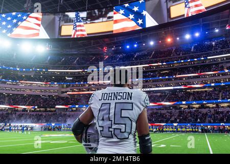 Inglewood, USA. 08th Dec, 2022. American football: professional league NFL,  Los Angeles Rams - Las Vegas; main round, main round games, matchday 14 at  SoFi Stadium: German professional football player Jakob Johnson