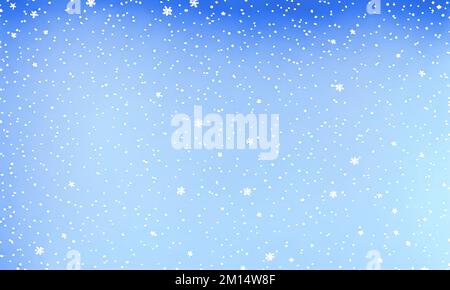Arrière-plan hiver - chute de neige sur ciel bleu - illustration numérique. Banque D'Images