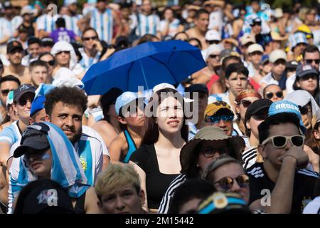 Buenos Aires, Argentine. 09th décembre 2022. L'Argentine bat les pays-Bas en matière de sanctions. Le jeu a pris fin 2-2, les heures supplémentaires ont été jouées sans définition. Il est passé à des sanctions et a été défini avec un 4 à 3 en faveur de l'Argentine. L'équipe nationale Argentine avec cette victoire va aux demi-finales de la coupe du monde au Qatar, et jouera la Croatie mardi, 13 décembre. (Photo par Esteban Osorio/Pacific Press) crédit: Pacific Press Media production Corp./Alay Live News Banque D'Images