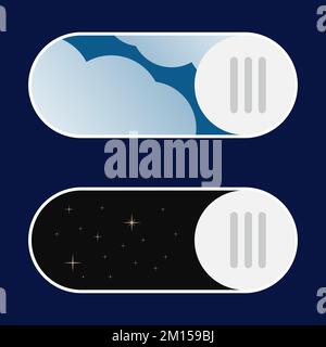 Un pack de boutons de commutation marche/arrêt et de boutons de commutation jour et nuit Illustration de Vecteur