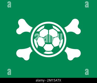 Ballon de football avec crossbone. Jolly roger. Emblème de pirate pour les fans de sport. Illustration du logo Vector. Illustration de Vecteur